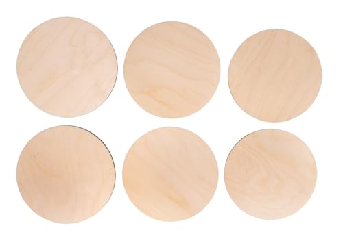 Rayher Holz Platten Set „M“, 6 Stück, 11,5 - 12,5 ø, Stärke 4 mm, ohne Loch, runde Naturholz-Scheiben, FSC zertifiziert, für DIY-Projekte, 64669505 von Rayher