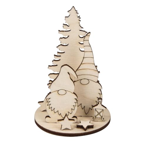 Rayher Holz Steckteile Winter Wichtel, natur, Höhe 8,4 cm, 6 cm ø, Btl. 2 Sets, Holzbausatz gelastert, FSC zertifiziert, Weihnachtsdekoration, 46672505 von Rayher