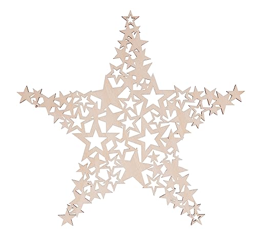 Rayher Holz-Stern, FSC zertifiziert, natur, 21,7 cm ø, filigran, bestehend aus vielen kleinen Sternen, Weihnachtsdekoration, Dekohänger Weihnachten, 46708505 von Rayher