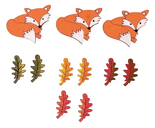 Rayher Holz-Streuteile Fuchs, Blatt, 11 Stück, sortiert, sonnige Herbstfarben, mit Klebepunkt, 3,4 - 4,5 cm, Tischdeko, Tischstreuer, Streudeko Herbst, 46700999 von Rayher