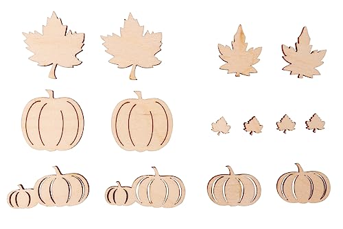 Rayher Holz-Streuteile Herbst, 14 Stück, Kürbisse und Blätter, 1 - 4,5 cm, sortiert, Holz FSC zertifiziert, natur, Holzstreuer Tischdeko, Tischstreuer, Streudeko 46703505 von Rayher