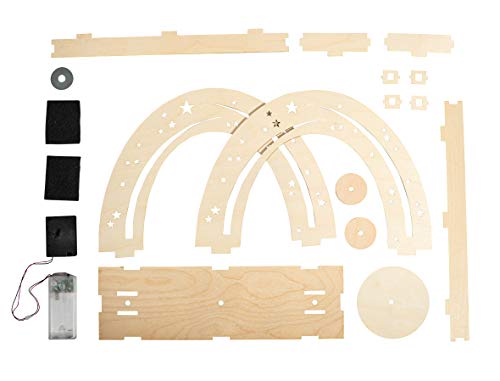 Rayher Holzbausatz Nachthimmel, Holz FSC Mix Credit, 3D-Bausatz mit Drehmechanismus, natur, 30x9x23cm, 18teilig inklusiv Drehteller, Box, Weihnachtsdekoration, 63062505 von Rayher