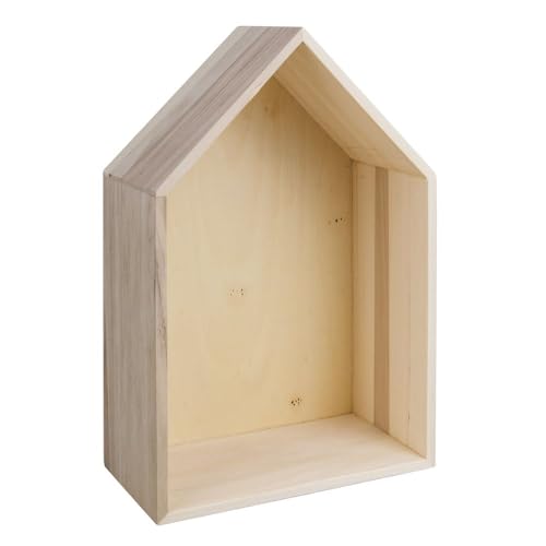 Rayher Hobby Rayher Holzrahmen Haus, FSC zertifiziert, 24 x 16 x 8 cm, mit Aufhänger, Objektrahmen, Holzhaus, Beige, 62594000, Mittel von Rayher