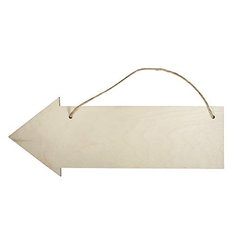 Rayher Hobby Rayher Hobby Rayher Holzschild Pfeil, FSC 100%, 40x15cm, Stärke 6mm, mit Jute-Aufhänger, Birkenholz, Holzschild zum Aufhängen, Holzbrett, Türschild, Türhänger blanko, Wegweiser Holz, 62848505 von Rayher