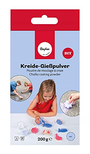 Rayher Kreide-Gießpulver, hellblau, Box 200 g, Straßenkreide gießen, Malkreide für Kinder, 34465360 von Rayher