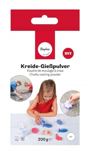 Rayher Kreide-Gießpulver, weiß, Box 200 g, Straßenkreide gießen, Malkreide für Kinder, 34465102 von Rayher