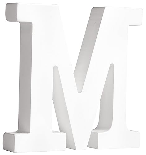 Rayher MDF-Buchstabe M, weiß, 11 x 11 cm, Stärke 2 cm, 3D-Buchstaben Holz, Holz-Buchstaben FSC zertifiziert, 64552102 von Rayher