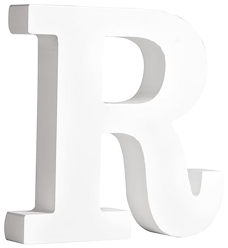 Rayher MDF-Buchstabe R, weiß, 10,7 x 11 cm, Stärke 2 cm, 3D-Buchstaben Holz, Holz-Buchstaben FSC zertifiziert, 64557102 von Rayher