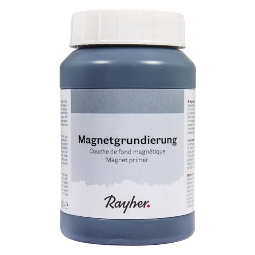 Rayher Magnetgrundierung, Haftfläche für Magnete, Acrylgrundierung, Magnetfarbe, grau, Flasche 250 ml, 3881100 von Rayher