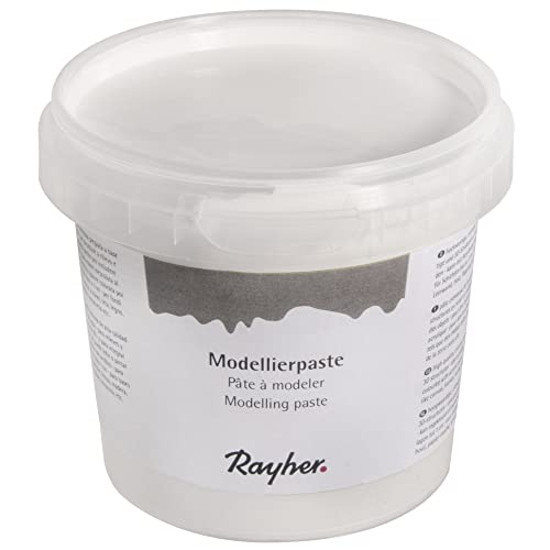 Rayher Modellierpaste, weiß, auf Wasserbasis, Dose 500 g, Strukturpaste, mit Spachtel auftragen, für reliefartige Strukturen, 38932000 von Rayher