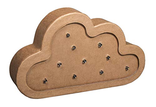 Rayher Pappmaché Licht Wolke, 20x3x11,5cm, warmweißes Licht, Batteriebetrieben, FSC Recycled 100%, Pappmaché Leuchte, zum Bemalen, 67350521 von Rayher