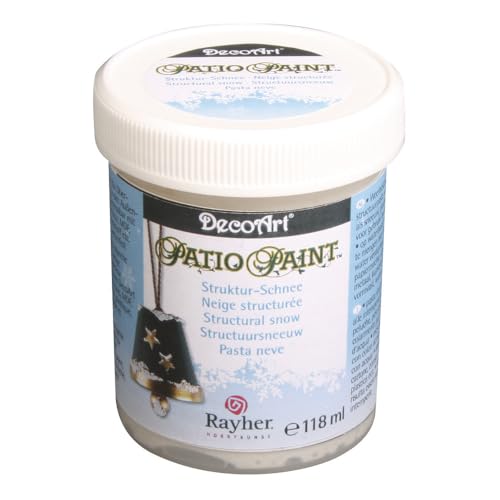 Rayher Patio Paint Strukturschnee, wetterfest, Dose 118 ml, Dekoschnee-Paste, für frostige Schneeeffekte, weiße Strukturpaste auf Acrylbasis, 38214000 von Rayher