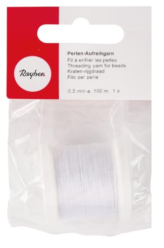 Rayher Perlenaufreihgarn Stärke 0,5 mm, Länge ca.100 m, weiß, 8900102 von Rayher