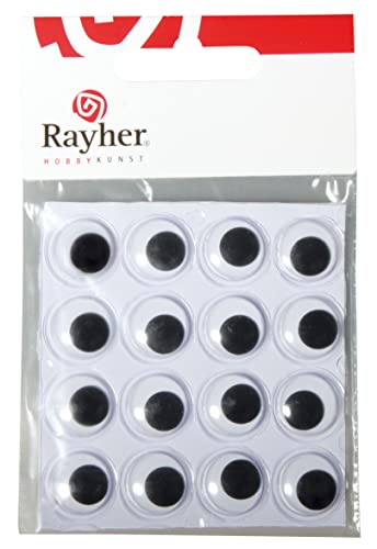 Rayher Plastik-Wackelaugen, selbstklebend, ø 15 mm, SB-Btl. 16 Stück, 69016000 von Rayher