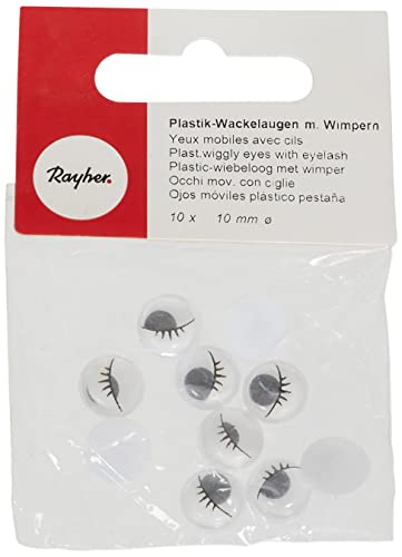 Rayher Plastik-Wackelaugen mit Wimpern, ø 10mm, SB- Btl. 10 Stück, 8960701 von Rayher