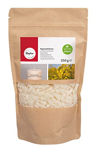 Rayher Raps-Wachslinsen, Beutel 250 g, aus gehärtetem Rapsöl, praktische Linsenform, Wachsgranulat, zum Kerzen gießen, Wachspastillen, 31643000, Weiß von Rayher