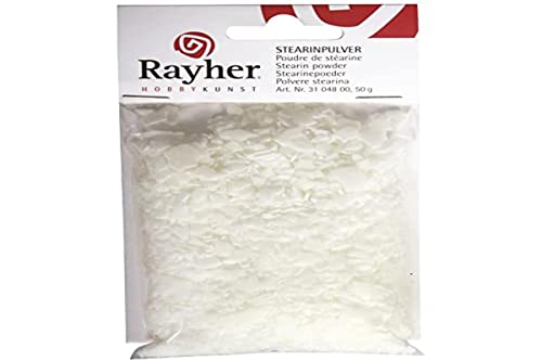 Rayher Stearinpulver, weiß, Beutel 50 g, zur Herstellung von Kerzen, aus pflanzlichen Fettsäuren, Kerzen Stearin weiß, 3104800 von Rayher