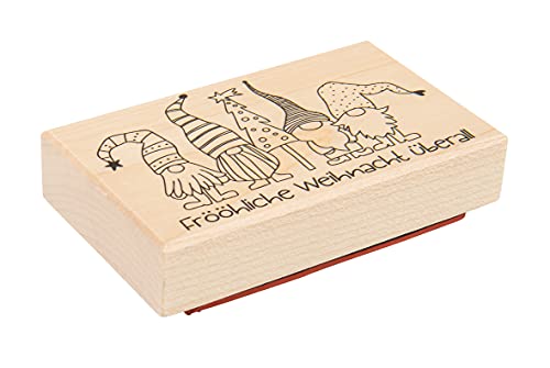 Rayher Stempel Holz "Es wichtelt", 6 x 10 cm, Motivstempel Holz, Holzstempel, Weihnachtsstempel, Butterer Stempel, 29224000 von Rayher