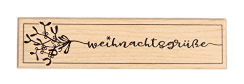 Rayher Stempel Holz "Weihnachtsgrüße", 3 x 12 cm, Textstempel Holz, Holzstempel, Weihnachtsstempel, Butterer Stempel, 29244000, Natur von Rayher