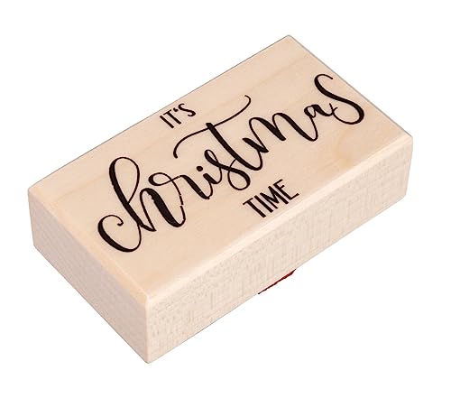 Rayher Stempel Holz "It's christmas time", 4 x 7 cm, Stempel Weihnachten, Holzstempel zum Gestalten von Karten, Umschlägen, Geschenken, Motivstempel, Butterer Stempel, 29251000 von Rayher