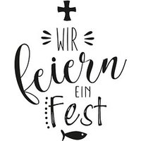 Rayher WIR feiern EIN Fest Motivstempel Kreuz und Fisch 6,0 x 7,0 cm von Rayher