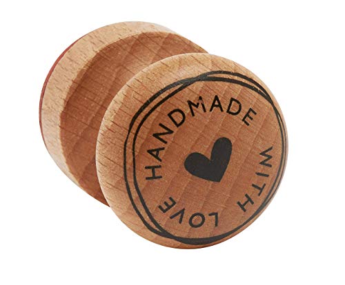 RAYHER HOBBY Rayher Stempel Holz "Handmade with love", rund, 3 cm ø, Motivstempel Holz, Holzstempel, Butterer Stempel, Rundstempel, 29022000 von Rayher