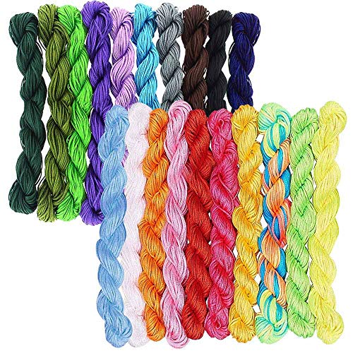 Rayong 20 Stücke 1mm Seide Nylonschnur Nylonfaden Makramee Garn 1mm Makramee Armband Gewinde für DIY Schmuck Halskette Armband String(25m Jede Farbe) von Rayong