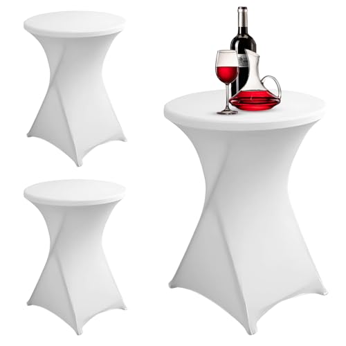 Rayong 3er-Set Weiß Stretch Stehtisch Husse für Bistrotisch Ø 80-85 cm Stretch Tischdecke, Verstärkung im Fußbereich Für Hochzeit Geburtstagsfeier Bankett Stehtische und Bistrotische(80×110cm) (Weiß) von Rayong