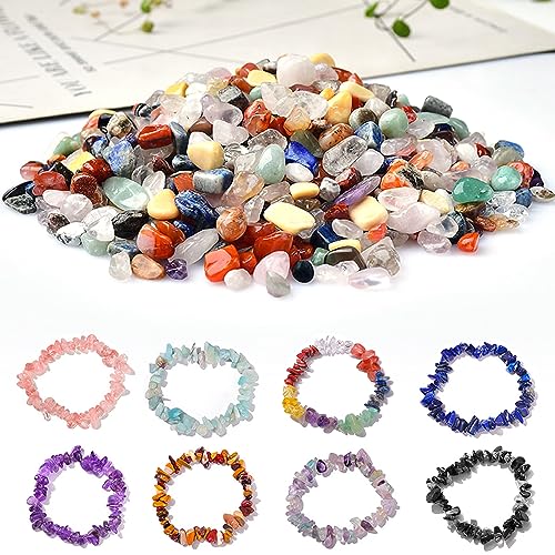 Rayong Edelsteinperlen 250 Stück Steinperlen Edelsteine mit Loch Edelstein Perlen zum Auffädeln Mix Halbedelsteine Perlen Natürliche Edelstein Perlen für DIY Armband Halskette Schmuck Herstellung von Rayong