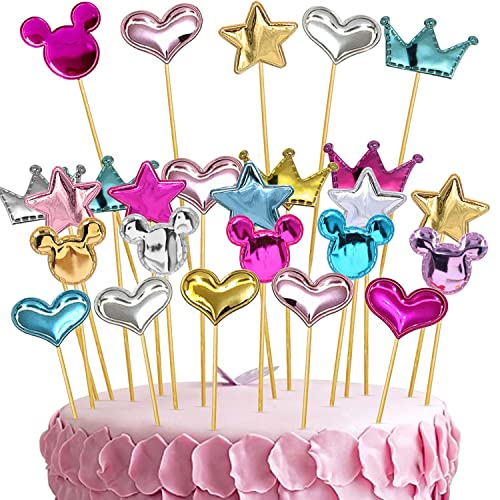 Rayong Tortendeko 100Pcs Cake Topper Cupcake Topper Dekorationen Cupcake Tortenstecker, Torten Kuchen Cake Toppers für Mädchen Junge Kinder Party Dekoration, 4 Stile von Rayong