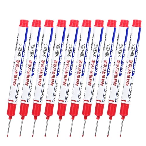 10 Stück Tieflochmarker Bleistift - Stift Mit Langer Spitze,Tiefloch Stift,Tiefloch Marker Set,Bohrlochmarker Bleistift,Tieflochmarker Stifte,Tieflochbohrer Stift,Für Die Holzbearbeitung, Red von Raypontia