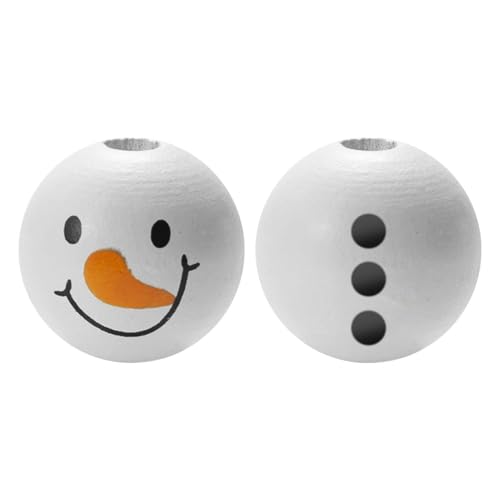 30PACK Weihnachts Schneemann Perlen - 20MM Holzperlen Köpfe Schneemann,Schneemann Holzperlen,Holzperlen Schneemann Gesicht,Holzperlen Mit Gesicht 20mm Schneemann,Holzperlen Mit Gesicht Schneemann, von Raypontia