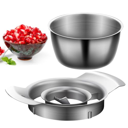 Granatapfel Schäler Set - Granatapfel Entkerner Edelstahl Mit Schüssel,Granatapfel Schälwerkzeug Set,Granatapfelkernentferner,Leicht Zu Entfernendes Küchengerät Für Granatapfel von Raypontia