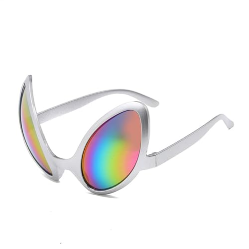 Raypontia 4Stück Grüne Alien Brille - 14 * 9 * 14 Cm Lustige Alien Brille Silber Außerirdische Brille Mit Regenbogenlinsen,Alien Partybrille,Karneval Alien Kostüm Zubehör,Familien Partydekoration von Raypontia