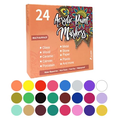 Raypontia Acrylfarben-Marker-Set,Lackstifte mit feiner Spitze, Acrylmarker, wasserfest | Mikroporöse Malstifte, schnell trocknendes Kunstzubehör für Leinwand-, Stein- und Felsmalerei von Raypontia