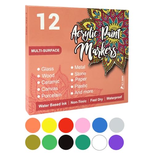 Raypontia Acrylfarben-Marker-Set | Lackstifte mit feiner Spitze, wasserfest - Lichtbeständige Farbmarker, mikroporöse Farbstifte für Holz, Leinwand, Stein von Raypontia