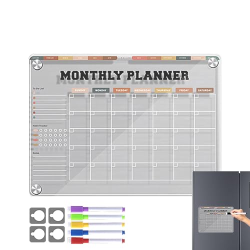 Raypontia Kühlschrank-Whiteboard - Wiederverwendbarer trocken abwischbarer Tafelkalender - 30,5 x 22,9 cm magnetische Tafel, Planertafel, monatliche Nachrichtentafel, Kühlschrank-Notizblock für Küche, von Raypontia