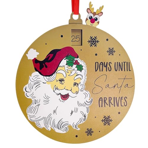 Raypontia Weihnachts-Countdown-, Weihnachts-Advents-,Schiebeanhänger für den Weihnachtsbaum aus Holz | Weihnachtsmann-Ornament, 25 Tage bis Weihnachten Countdown für Heimdekoration von Raypontia