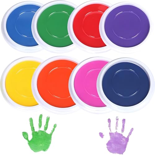 Rcbzzp 8 Stück Fingerstempel, Stempelkissen Kinder, Fingerstempel Verwendung, für Fingermalerei, DIY Stempelkarten, Scrapbooking, Geschenke für Kinder (8 Farben) von Rcbzzp