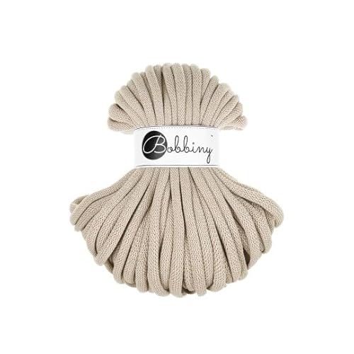 Bobbiny Flechtkordel Jumbo - 9mm - Baumwollkordel Baumwollgarn Garn Kordel Makramee Schnur Kordelband Natur Baumwolle DIY-Basteln 30m - Beige von ReWu