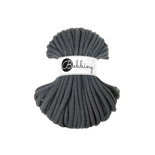 Flechtkordel Jumbo - 9mm - Baumwollkordel Baumwollgarn Garn Kordel Makramee Schnur Kordelband Natur Baumwolle DIY-Basteln 30m - Charcoal von ReWu