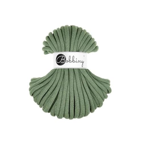 Bobbiny Flechtkordel Jumbo - 9mm - Baumwollkordel Baumwollgarn Garn Kordel Makramee Schnur Kordelband Natur Baumwolle DIY-Basteln 30m - Eucalyptus Green von ReWu