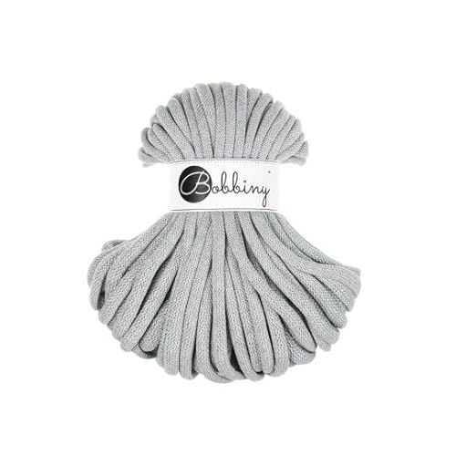 Bobbiny Flechtkordel Jumbo - 9mm - Baumwollkordel Baumwollgarn Garn Kordel Makramee Schnur Kordelband Natur Baumwolle DIY-Basteln 30m - Light Grey von ReWu