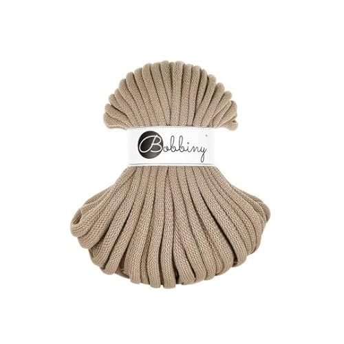 Bobbiny Flechtkordel Jumbo - 9mm - Baumwollkordel Baumwollgarn Garn Kordel Makramee Schnur Kordelband Natur Baumwolle DIY-Basteln 30m - Sand von ReWu