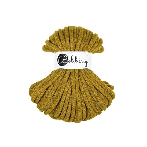 Bobbiny Flechtkordel Jumbo - 9mm - Baumwollkordel Baumwollgarn Garn Kordel Makramee Schnur Kordelband Natur Baumwolle DIY-Basteln 30m - Spicy Yellow von ReWu