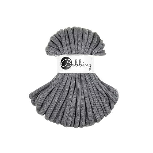 Flechtkordel Jumbo - 9mm - Baumwollkordel Baumwollgarn Garn Kordel Makramee Schnur Kordelband Natur Baumwolle DIY-Basteln 30m - Stone Grey von ReWu