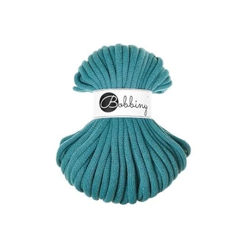 Bobbiny Flechtkordel Jumbo - 9mm - Baumwollkordel Baumwollgarn Garn Kordel Makramee Schnur Kordelband Natur Baumwolle DIY-Basteln 30m - Teal von ReWu