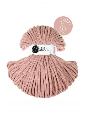 Bobbiny Flechtkordel Jumbo Soft - 8mm - Baumwollkordel Baumwollgarn Garn Kordel Makramee Schnur Kordelband Natur Baumwolle 100m - Blush von ReWu