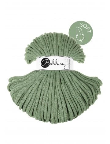 Bobbiny Flechtkordel Jumbo Soft - 8mm - Baumwollkordel Baumwollgarn Garn Kordel Makramee Schnur Kordelband Natur Baumwolle 100m - Eucalyptus Green von ReWu