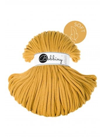 Flechtkordel Jumbo Soft - 8mm - Baumwollkordel Baumwollgarn Garn Kordel Makramee Schnur Kordelband Natur Baumwolle 100m - Mustard von ReWu